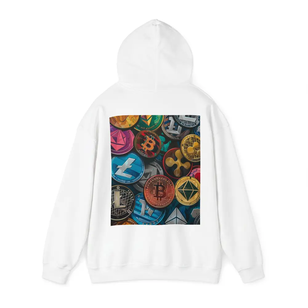 Cryptocurrency Coins Collection Colorful Digital Art – Hoodies