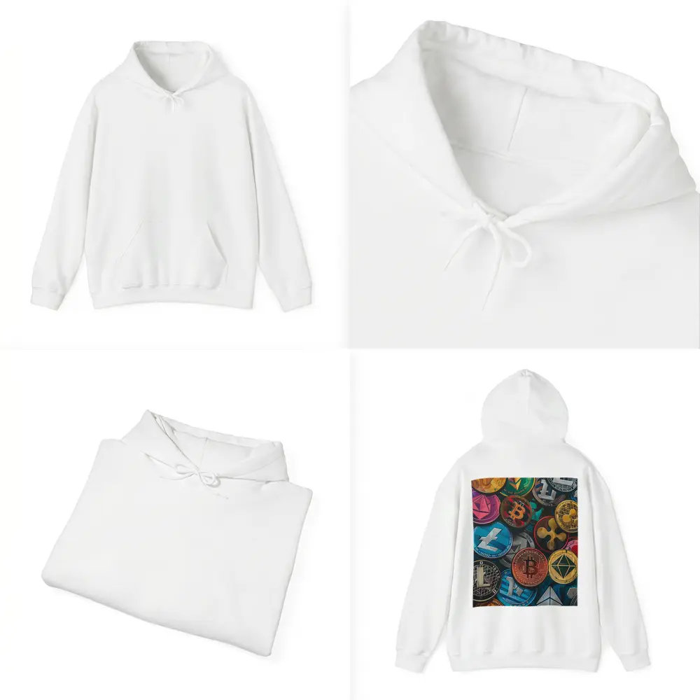 Cryptocurrency Coins Collection Colorful Digital Art – Hoodies