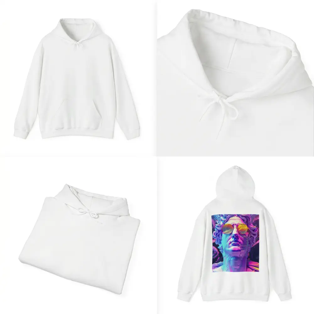 Greek Statue Bitcoin Glasses Neon Purple – Hoodies