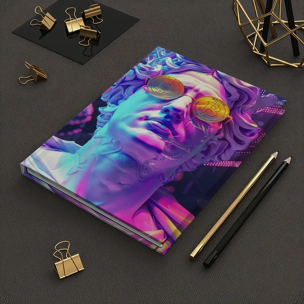 Greek Statue Bitcoin Glasses Neon Purple – Notebooks