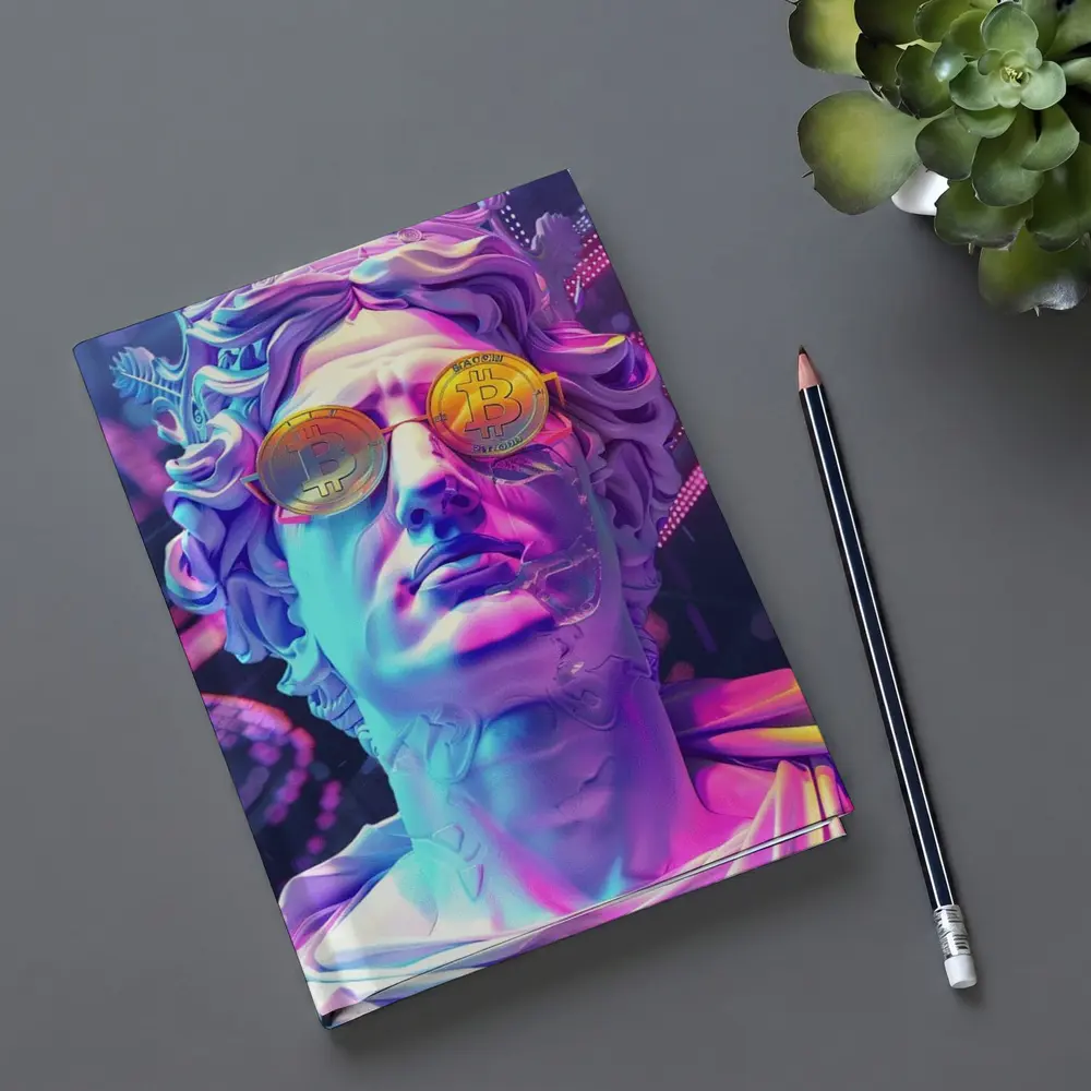 Greek Statue Bitcoin Glasses Neon Purple – Notebooks