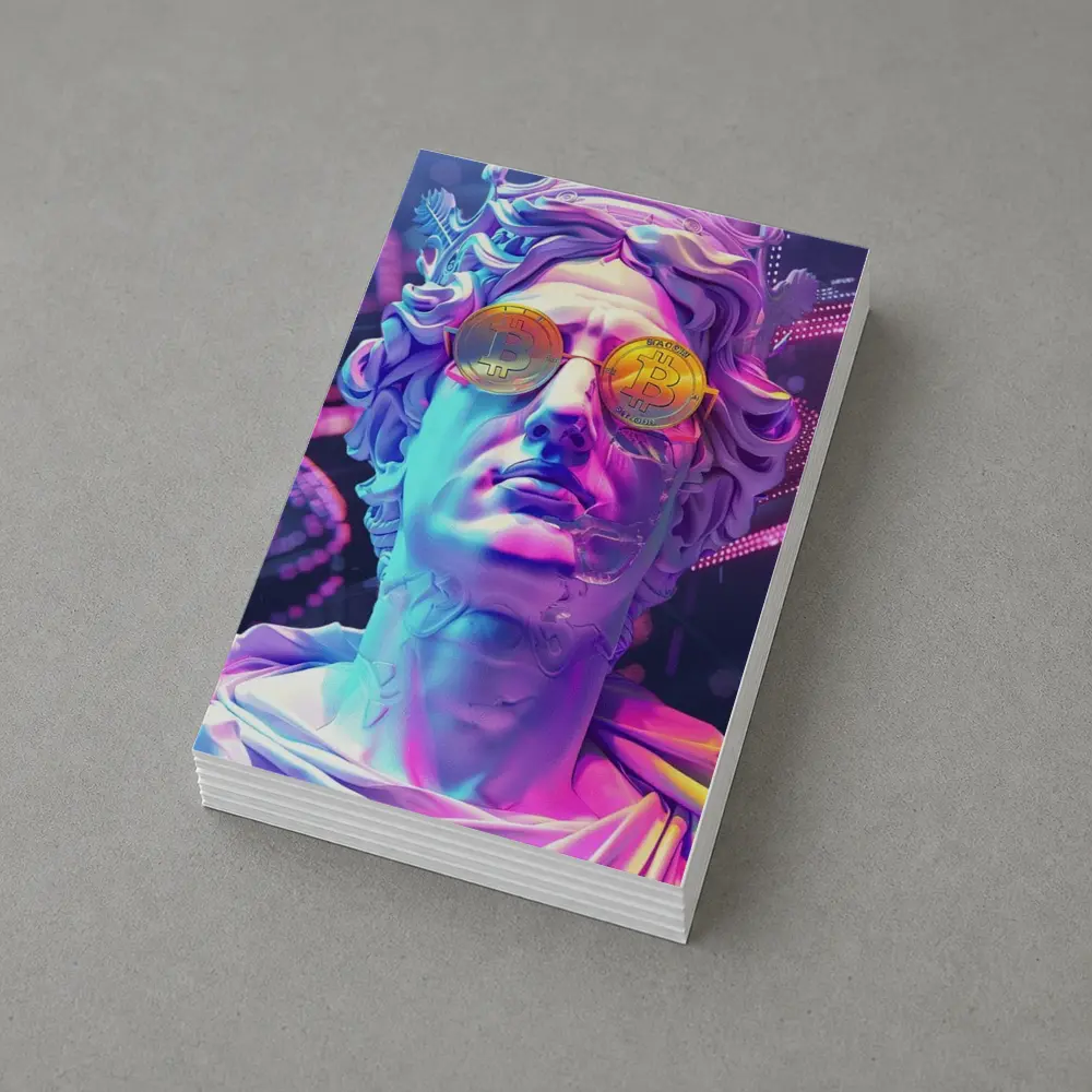 Greek Statue Bitcoin Glasses Neon Purple – Postcards