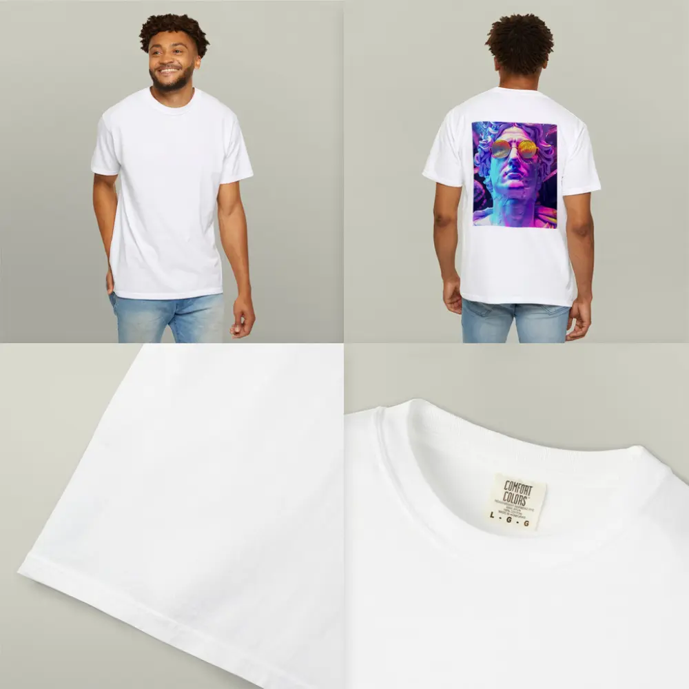 Greek Statue Bitcoin Glasses Neon Purple – T-Shirts