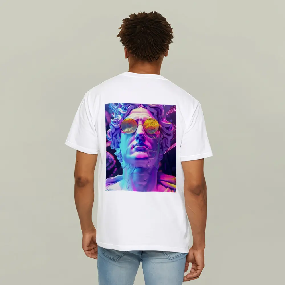 Greek Statue Bitcoin Glasses Neon Purple – T-Shirts