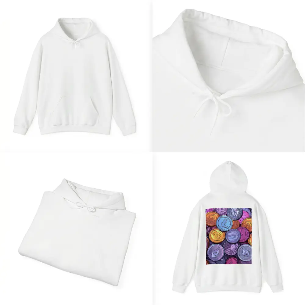 Crypto Coins Pile Comic Art Style – Hoodies