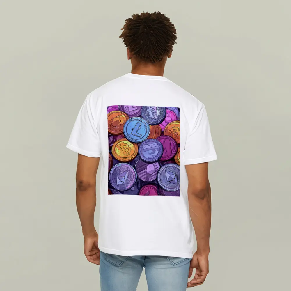 Crypto Coins Pile Comic Art Style – T-Shirts