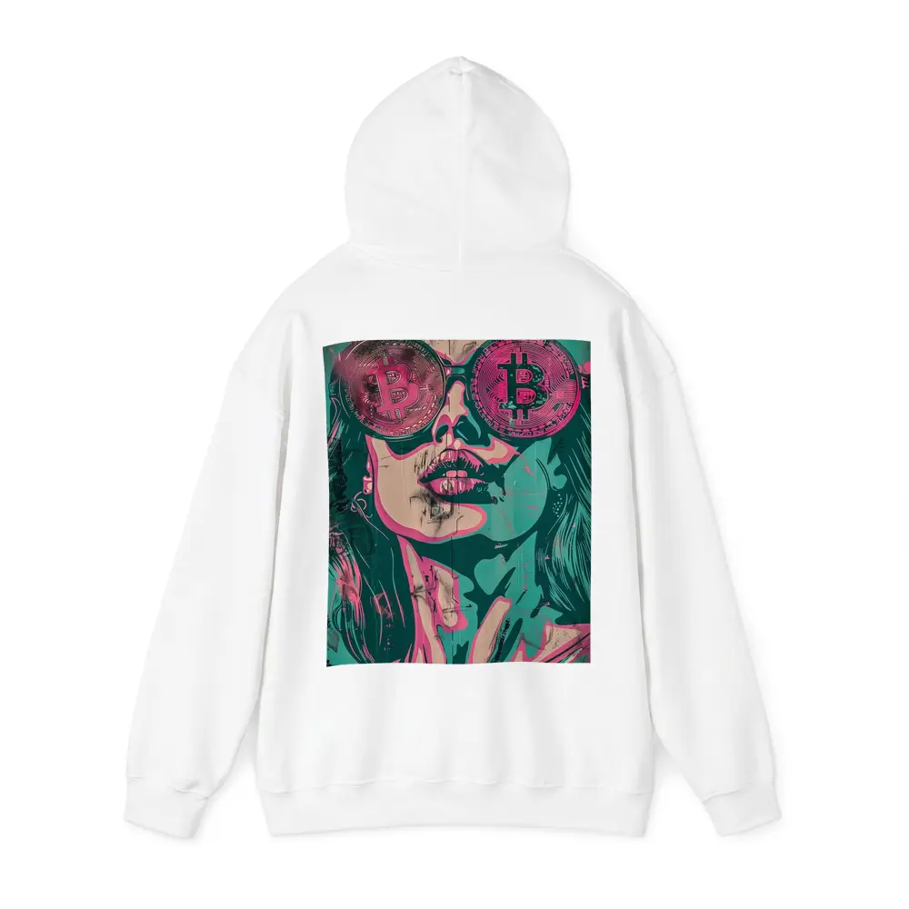 Bitcoin Woman Graffiti Pop Art Teal Pink – Hoodies