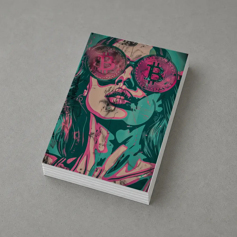Bitcoin Woman Graffiti Pop Art Teal Pink – Postcards