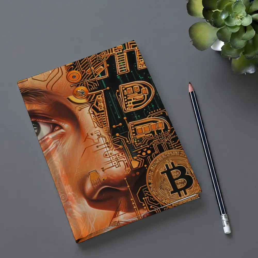 Bitcoin Cyborg Woman Circuit Board Art – Notebooks