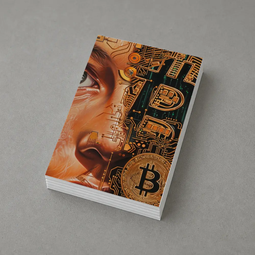 Bitcoin Cyborg Woman Circuit Board Art – Postcards