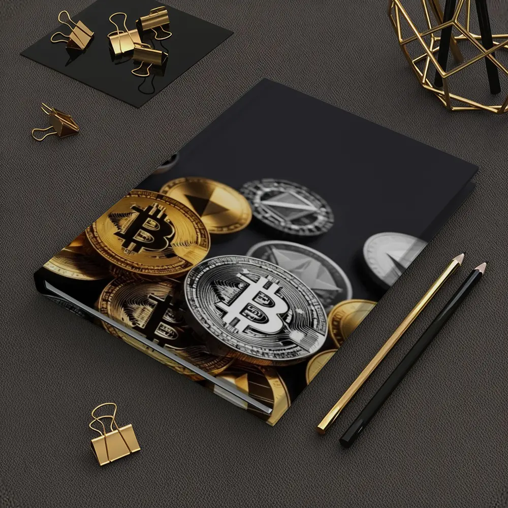 Bitcoin and Crypto Coins Dark Background – Notebooks