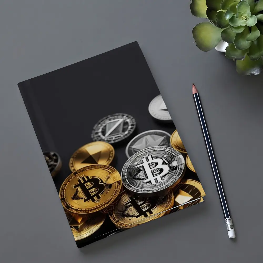 Bitcoin and Crypto Coins Dark Background – Notebooks