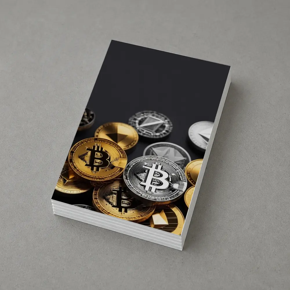 Bitcoin and Crypto Coins Dark Background – Postcards