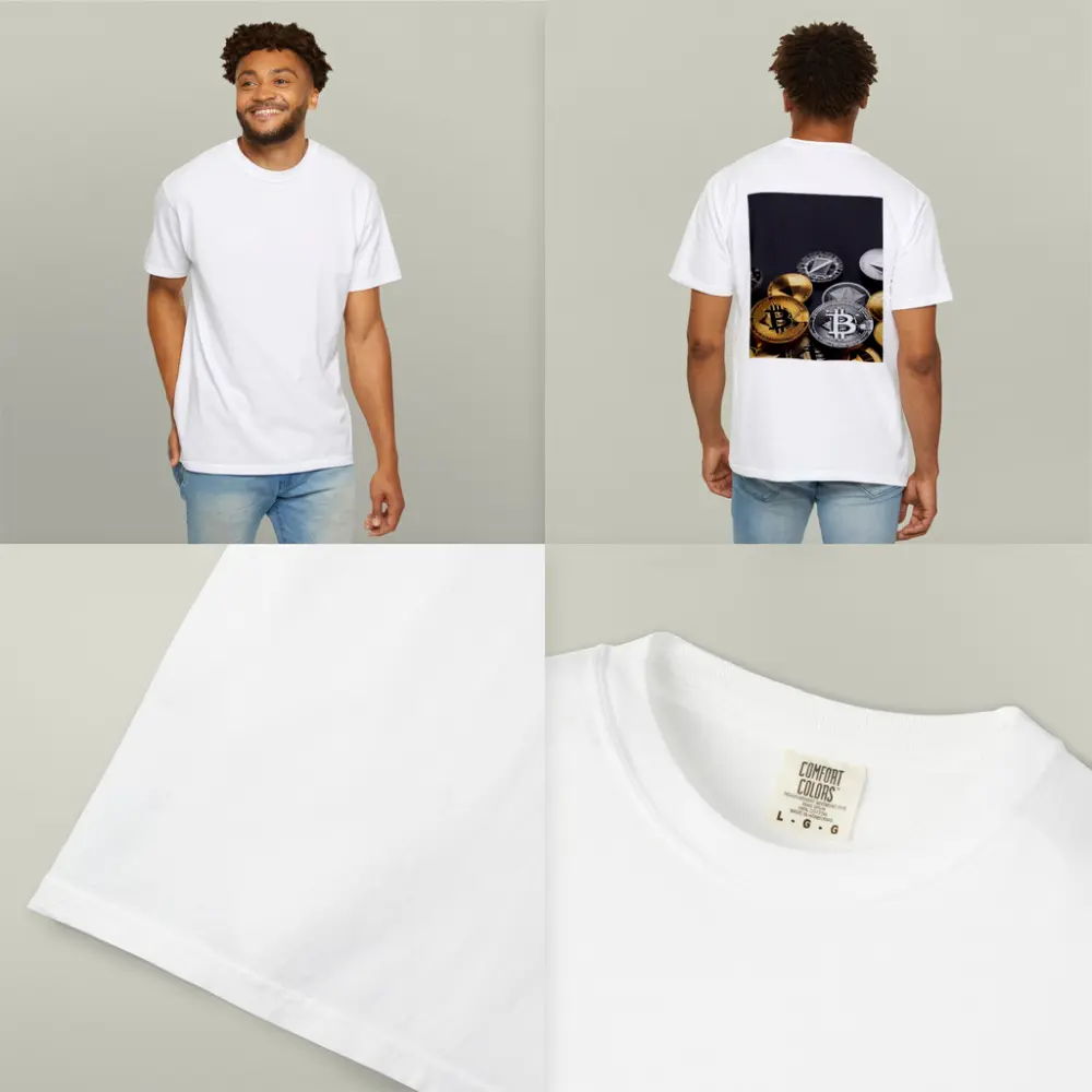 Bitcoin and Crypto Coins Dark Background – T-Shirts