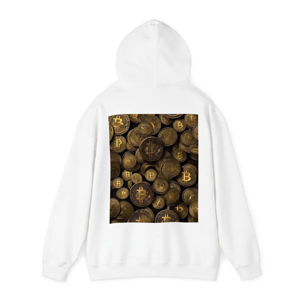 Bitcoin Gold Coins Pile Dark Background – Hoodies