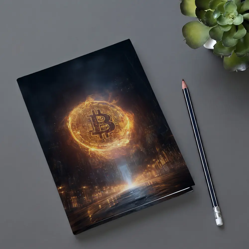 Bitcoin Coin Fire Dark City Street – Notebooks