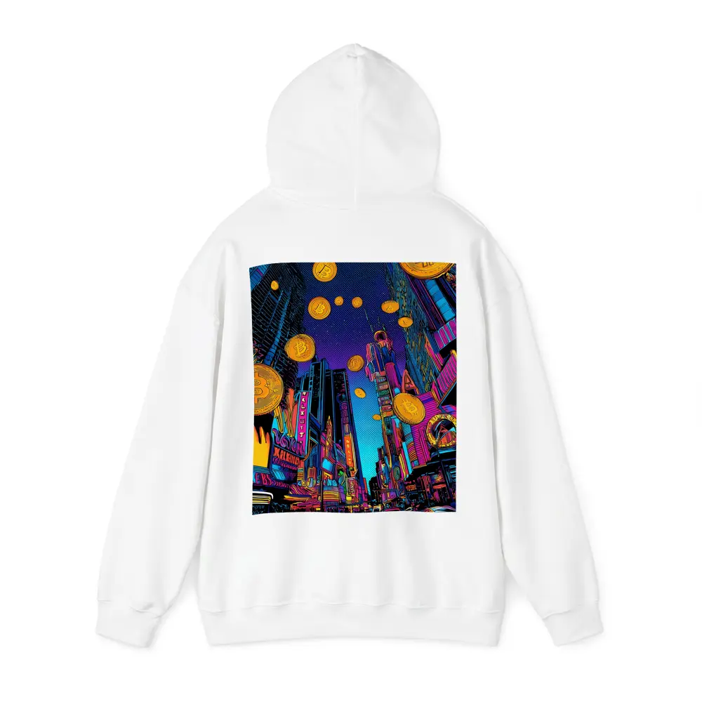 Bitcoin Rain Neon Pop Art City – Hoodies