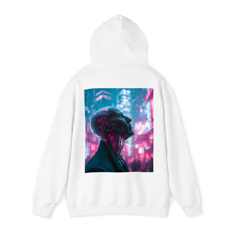 Cyberpunk Android Man Neon City Night – Hoodies