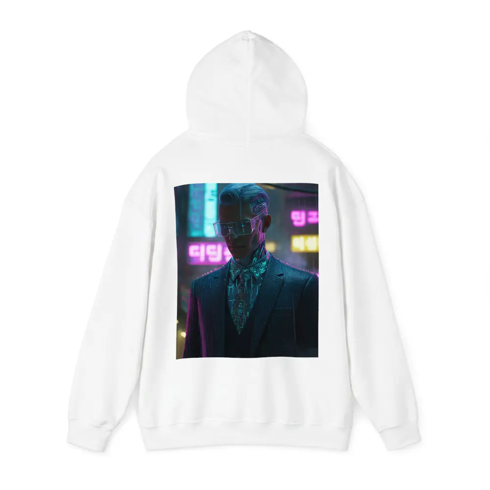 Cyberpunk Man Neon City Rainy Night – Hoodies