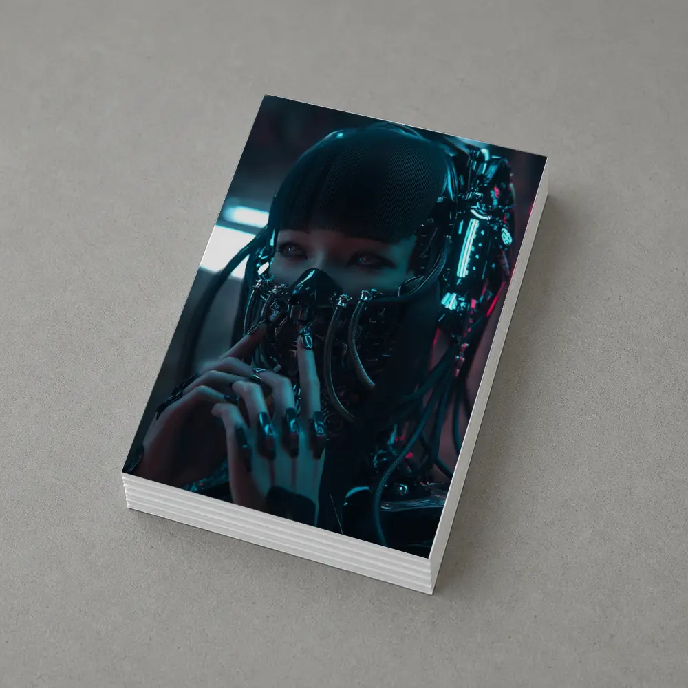 Cyberpunk Female Android Dark Neon City – Postcards