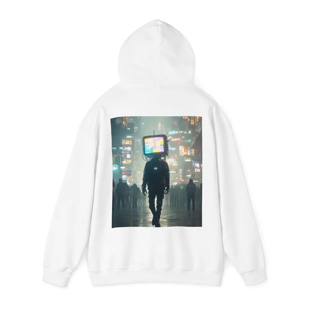 TV Head Figure Walking Cyberpunk City Night – Hoodies