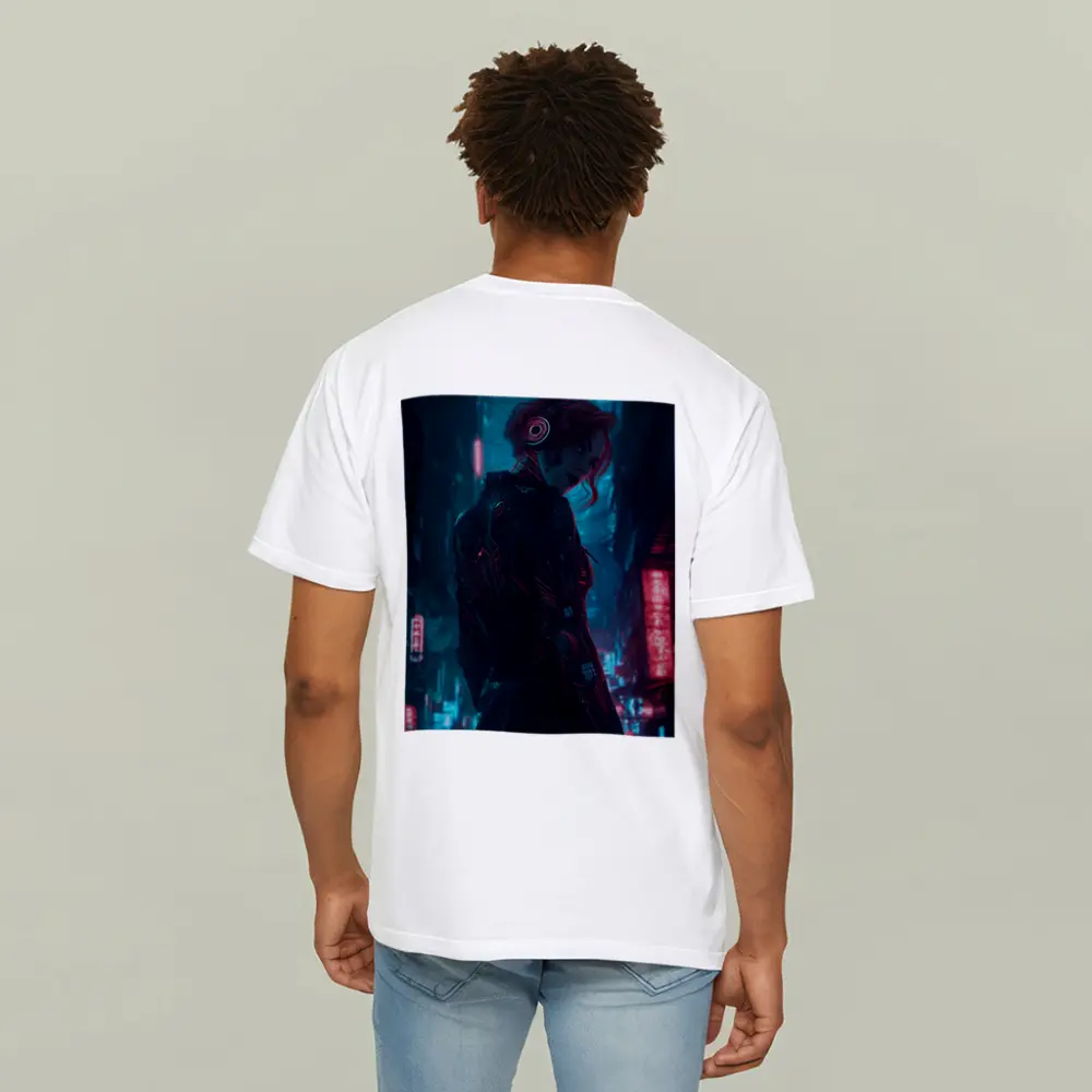 Cyberpunk Woman Neon City Night Art – T-Shirts