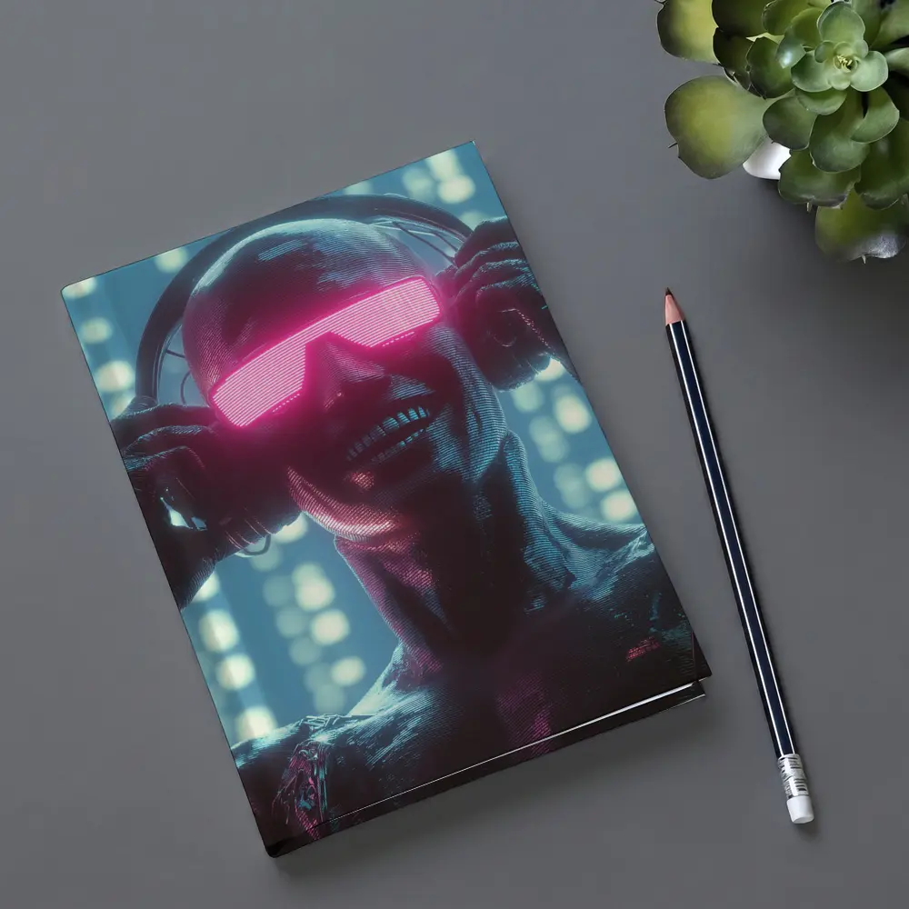 Cyberpunk Robot DJ Neon Pink Visor – Notebooks