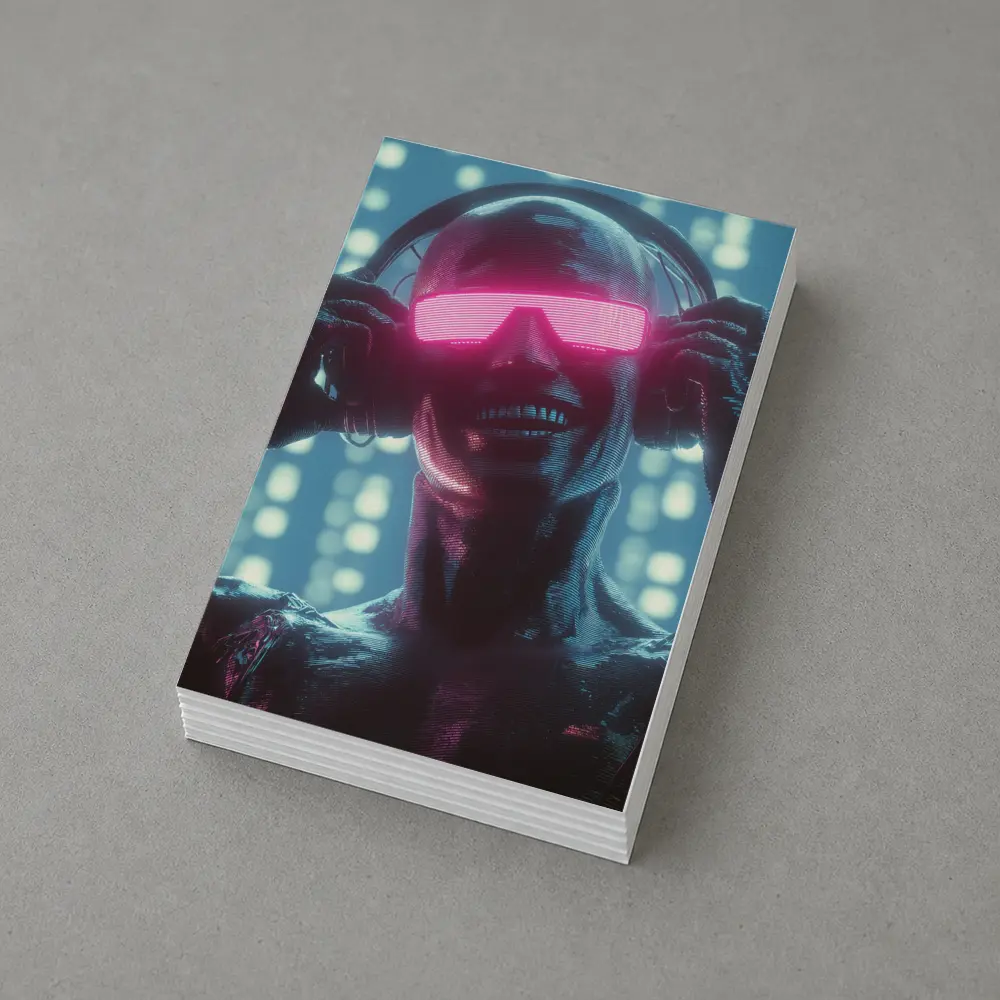 Cyberpunk Robot DJ Neon Pink Visor – Postcards