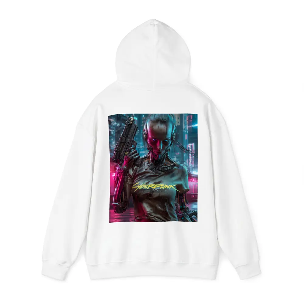 Cyberpunk Woman Cyborg Neon City Night – Hoodies
