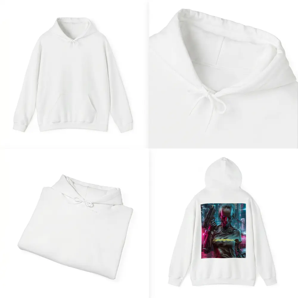 Cyberpunk Woman Cyborg Neon City Night – Hoodies