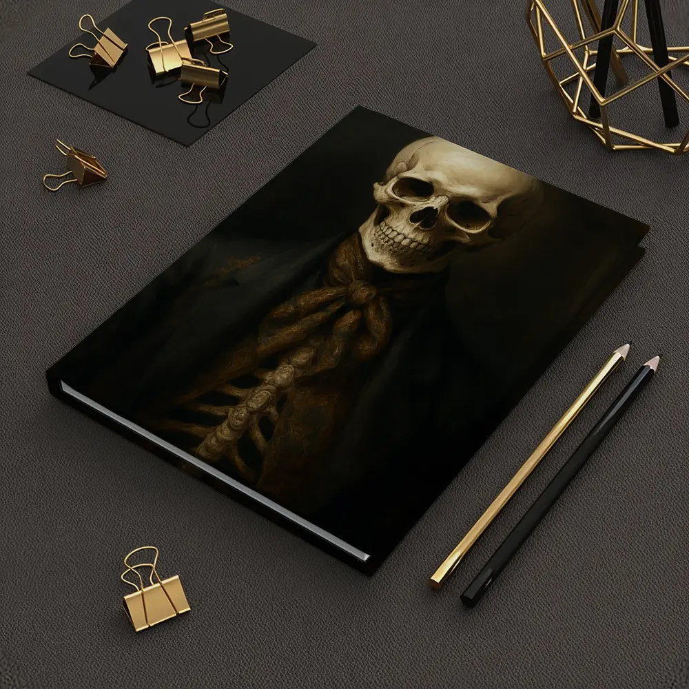 Skeleton Portrait Dark Academia Oil Painting – Notebooks