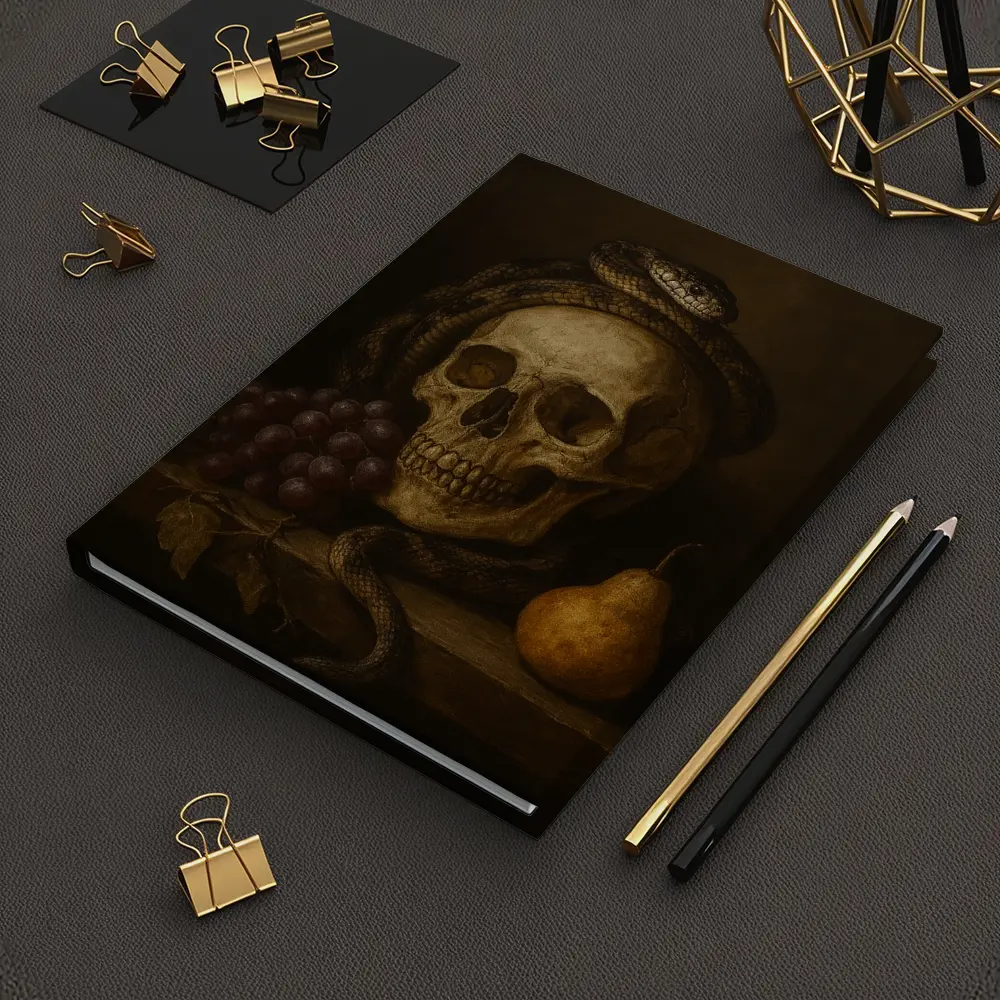 Skull Snake Grapes Pear Dark Still Life – Notebooks