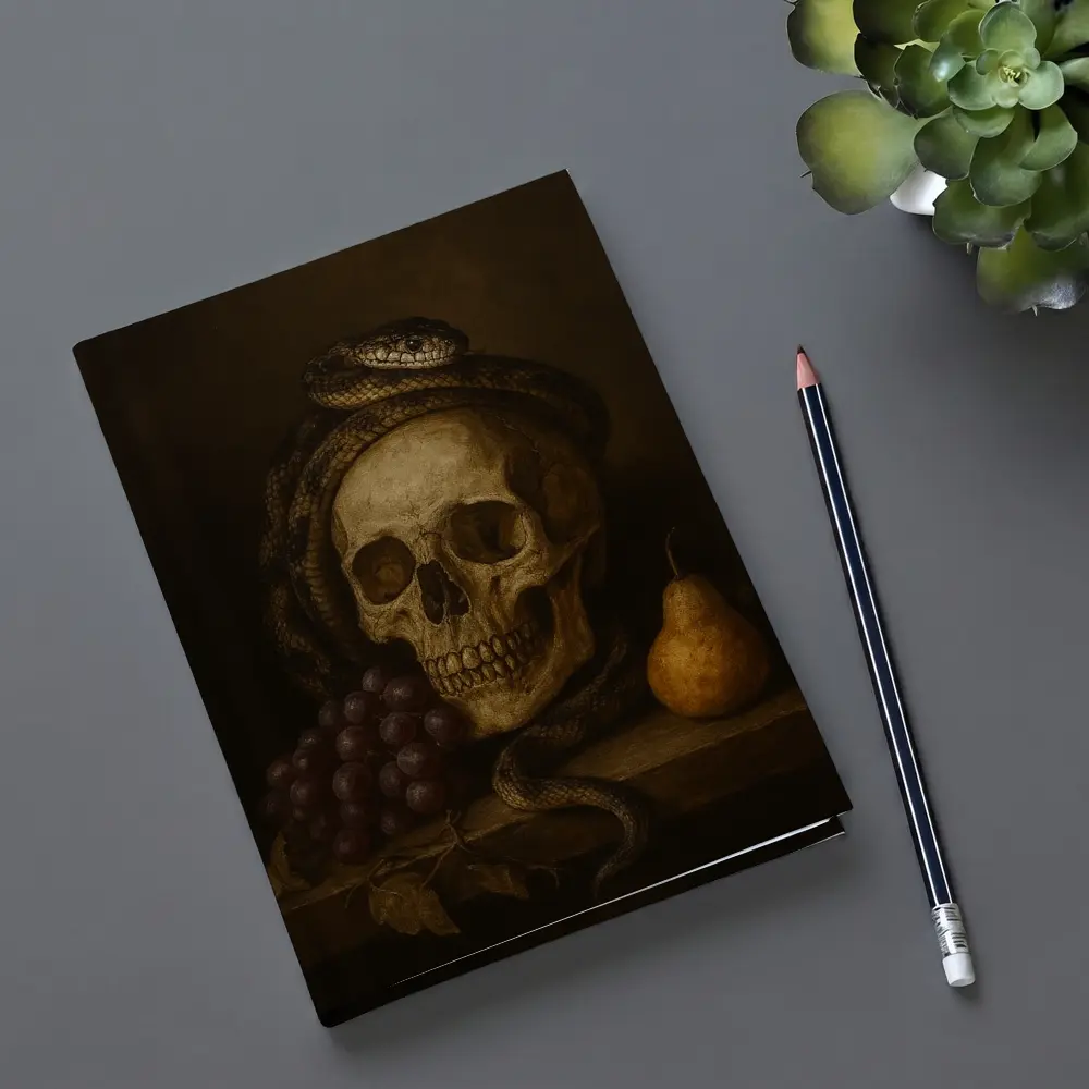 Skull Snake Grapes Pear Dark Still Life – Notebooks