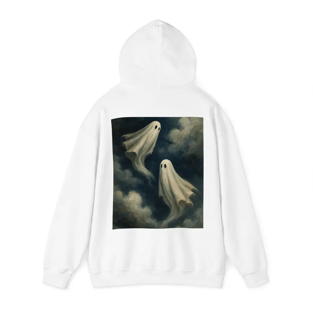 Two Ghosts Floating Dark Cloudy Sky – Hoodies