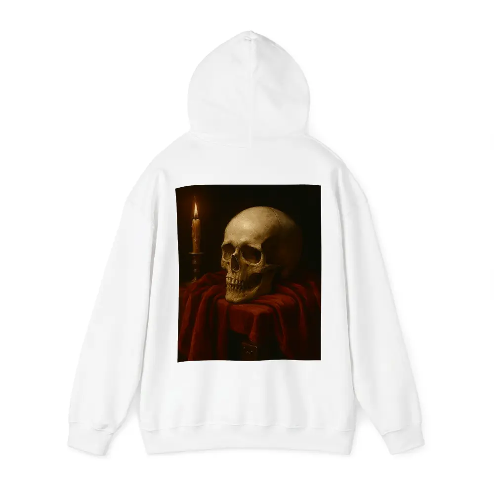 Skull Candlelight Red Velvet Dark Oil Painting – Hoodies