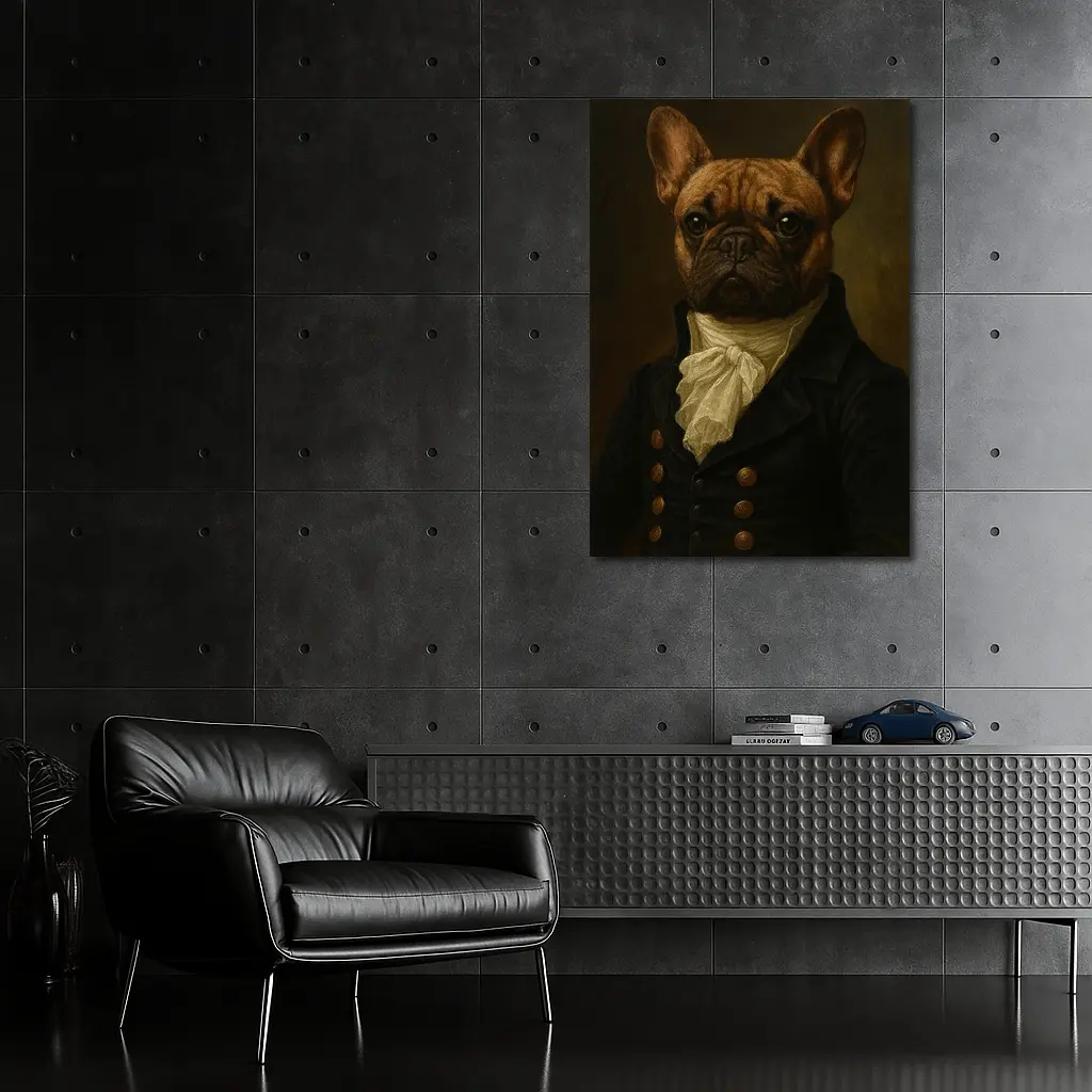 French Bulldog Portrait Dark Oil Painting Style – Wall Art