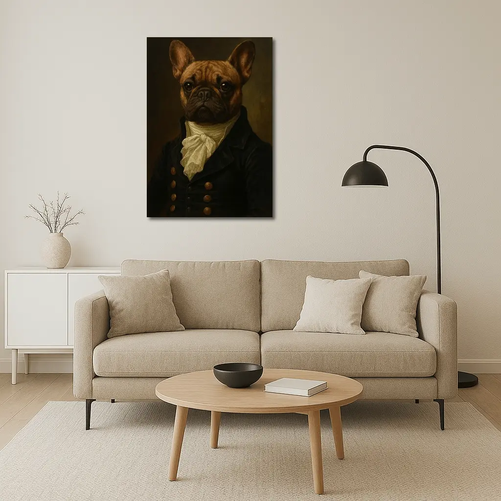 French Bulldog Portrait Dark Oil Painting Style – Wall Art