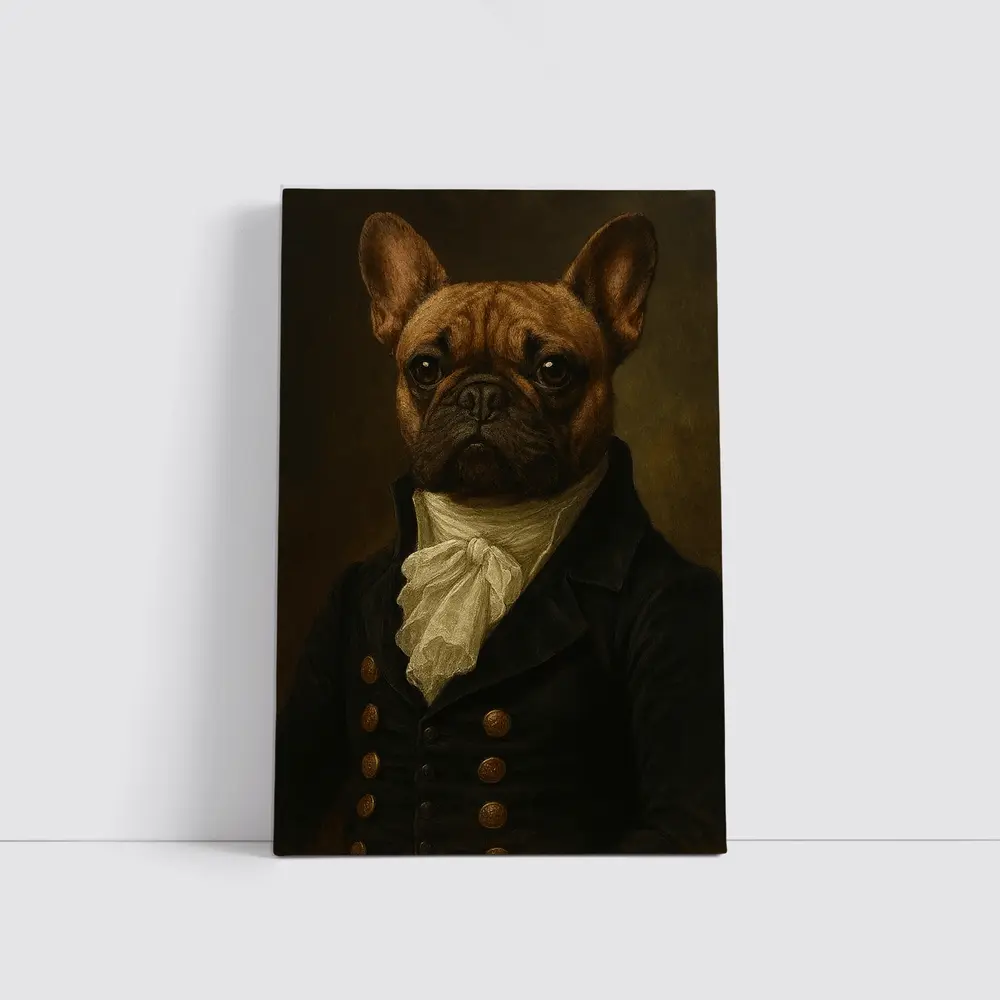 French Bulldog Portrait Dark Oil Painting Style – Wall Art