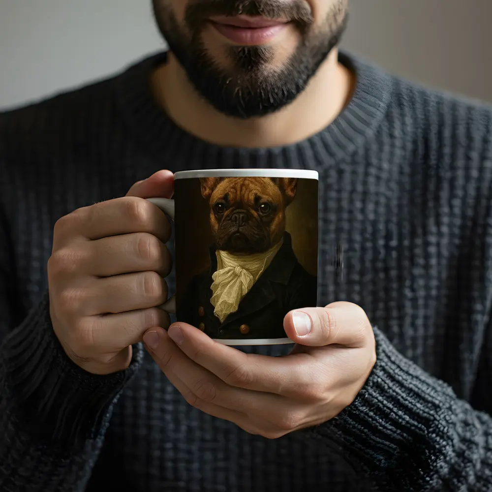 French Bulldog Portrait Dark Oil Painting Style – Mugs