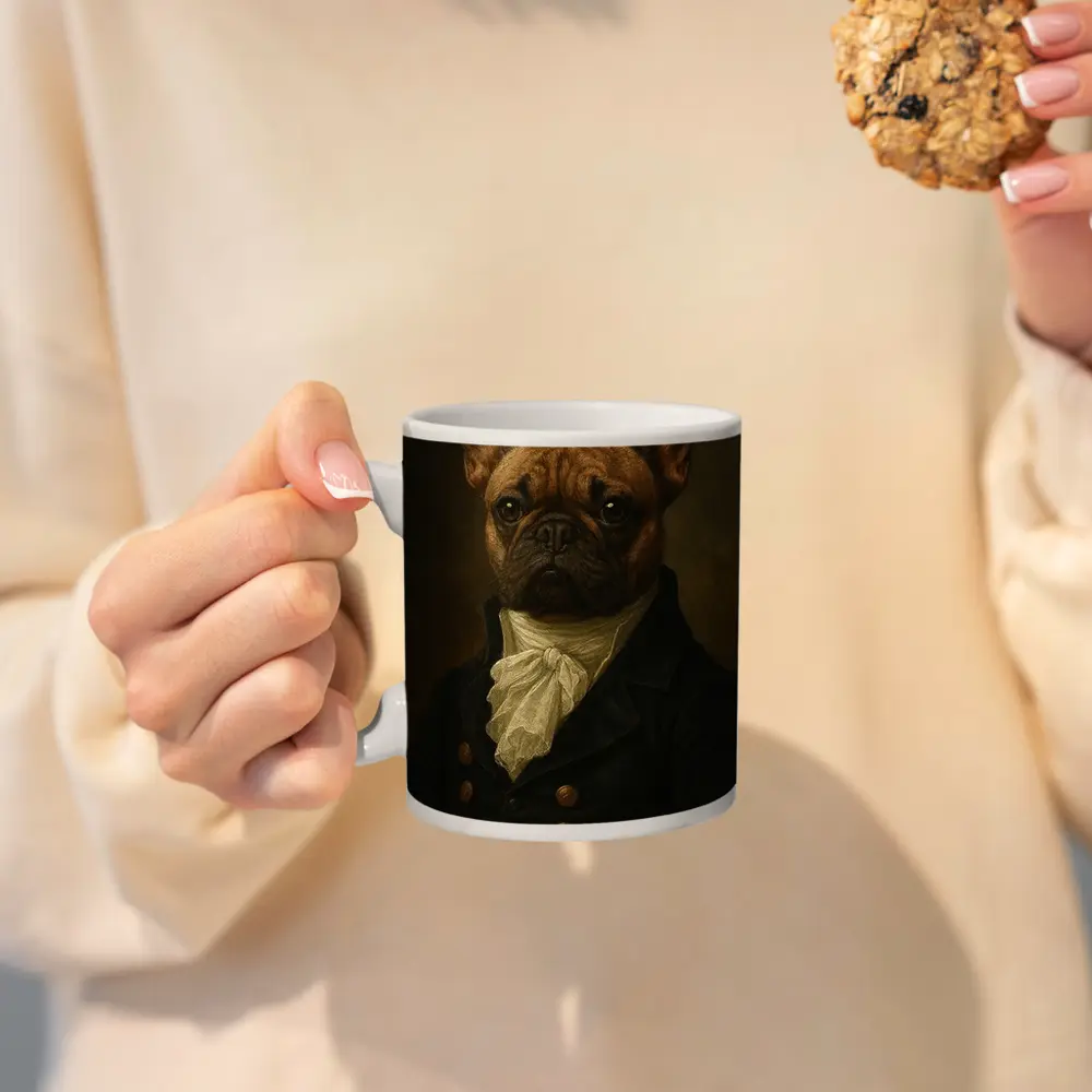 French Bulldog Portrait Dark Oil Painting Style – Mugs