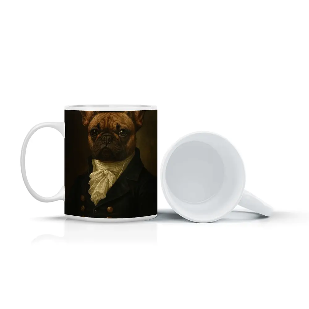 French Bulldog Portrait Dark Oil Painting Style – Mugs