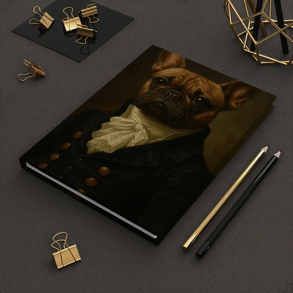 French Bulldog Portrait Dark Oil Painting Style – Notebooks