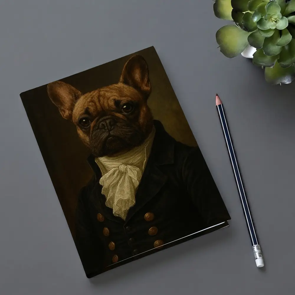 French Bulldog Portrait Dark Oil Painting Style – Notebooks