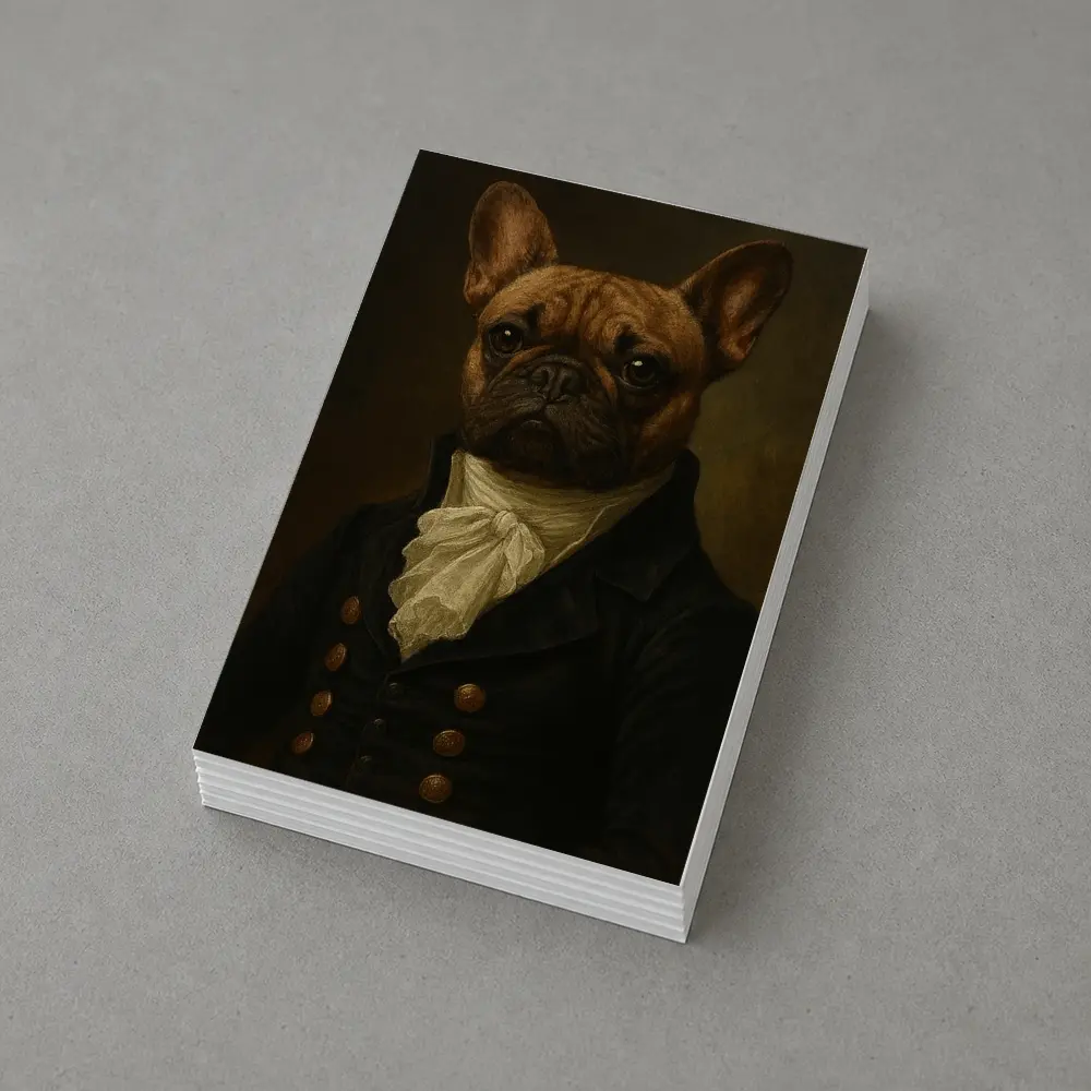 French Bulldog Portrait Dark Oil Painting Style – Postcards