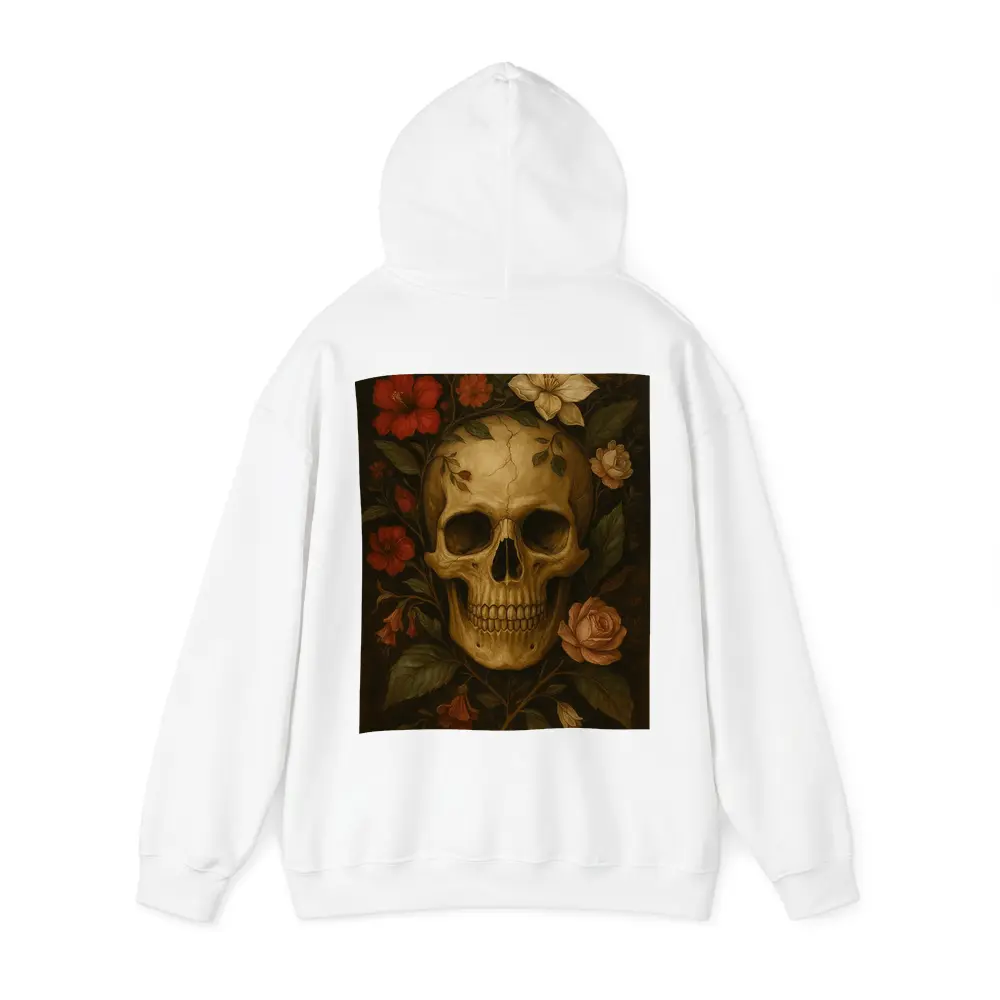Skull With Red Roses Floral Dark Painting – Hoodies