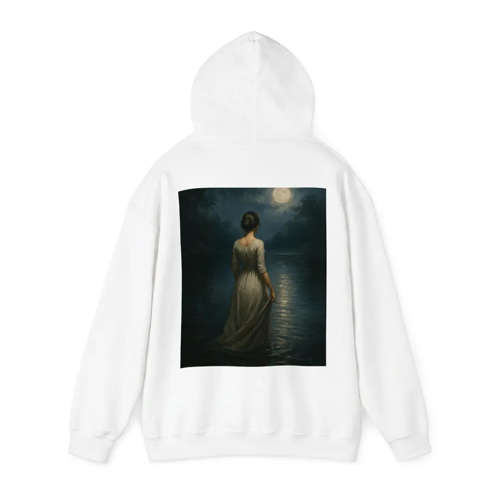 Woman in White Dress Moonlit Water Oil Painting – Hoodies