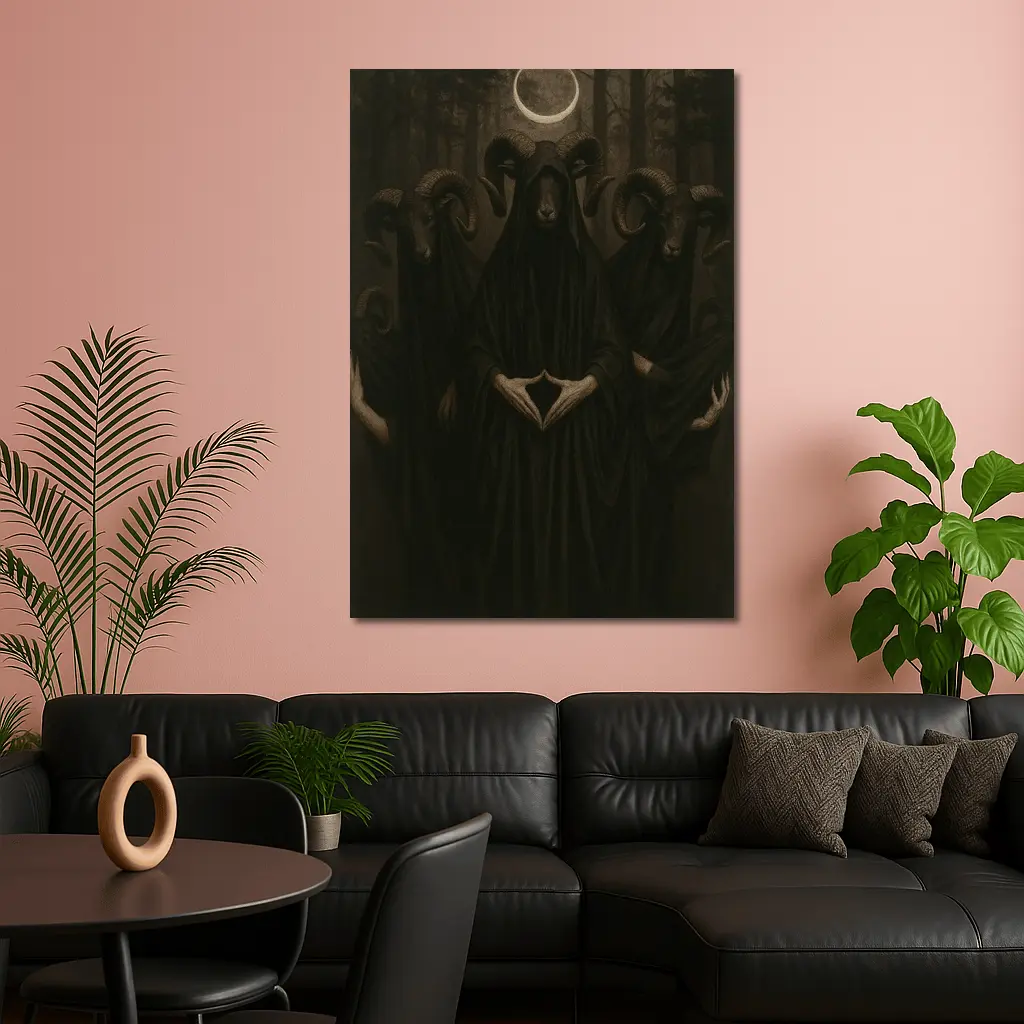 Dark Robed Ram Figures Forest Moon – Wall Art