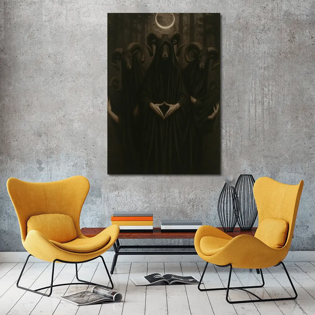Dark Robed Ram Figures Forest Moon – Wall Art