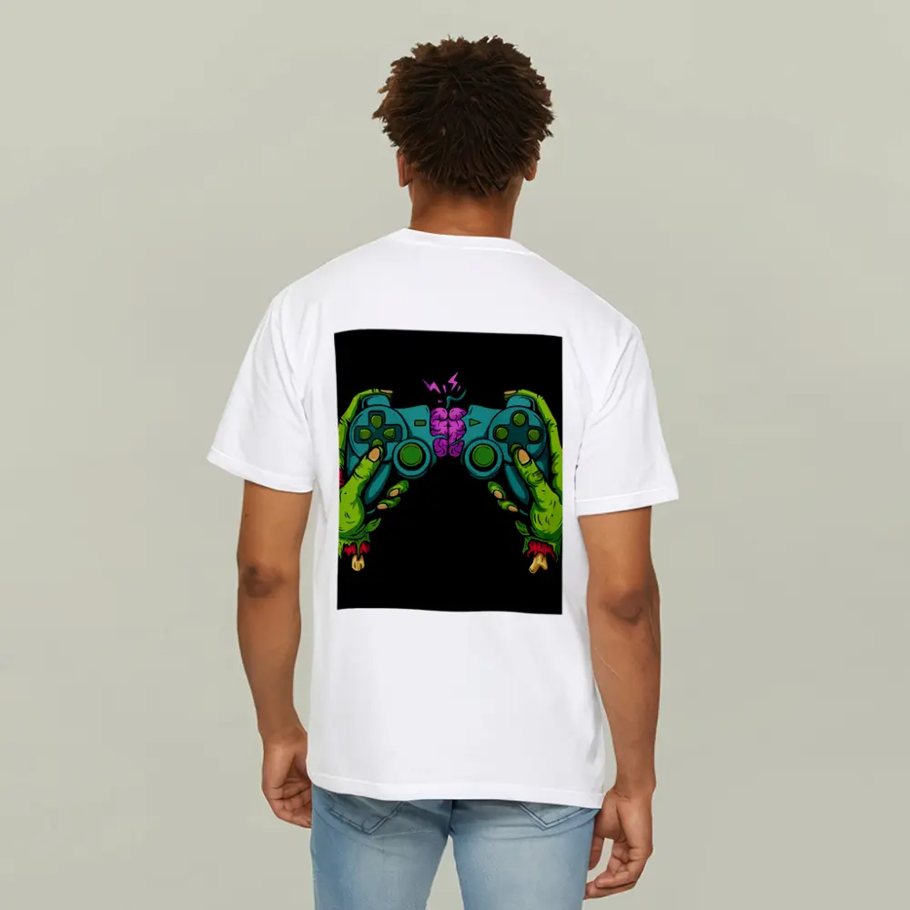 Zombie Hands Holding Game Controller Brain – T-Shirts
