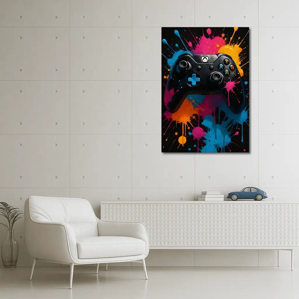 Xbox Controller Colorful Paint Splash Art – Wall Art